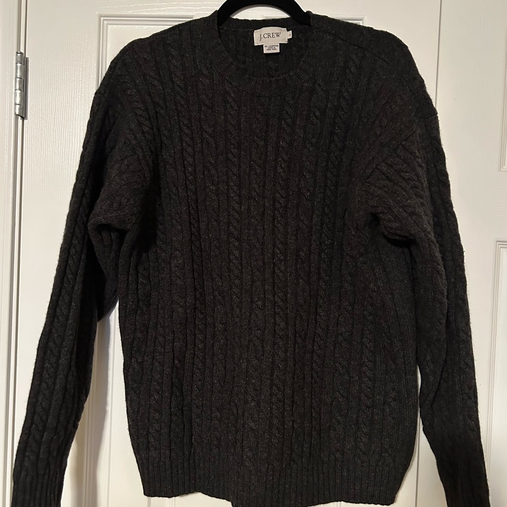 J. Crew Women's Dark Gray Cable Knit Wool Sweater